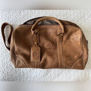 Classic Roots Brown Leather Duffel Bag